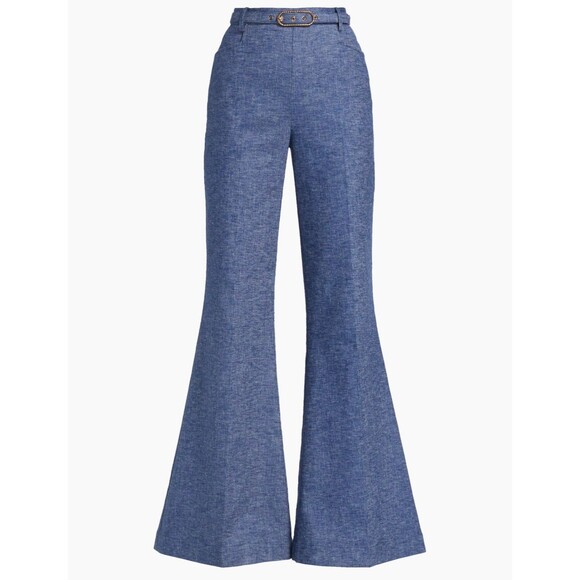 ZIMMERMANN Pants - Zimmermann Eden Chambray Flared Pants Blue Size AU 3/US 10